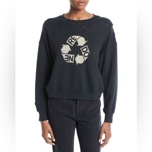 Re/Done Black Recycle Logo Cotton Sweatshirt Size Large!!